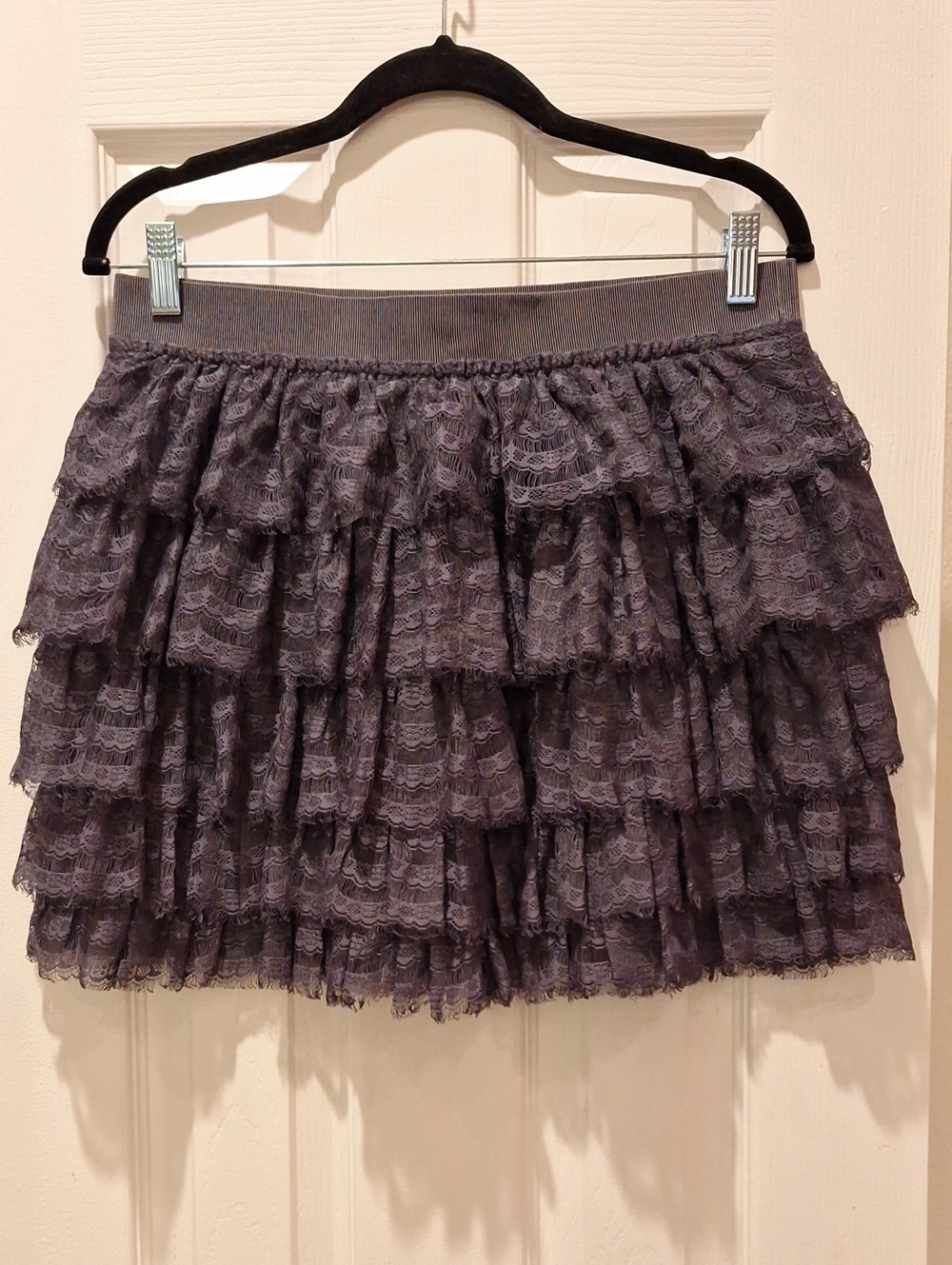 J. Crew - Charcoal Gray Tiered Lace Mini Skirt - 10 NWT